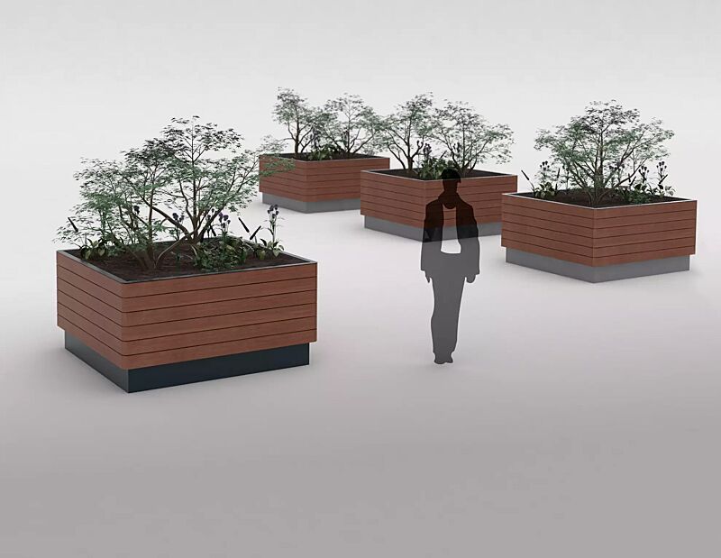 pflanzbehaelter-kveta__shoKAT0053780 Pflanzbehälter KVETA, 2460 Liter, mit Jatobaholzbelattung, Stahlteile in RAL 7016 anthrazitgrau