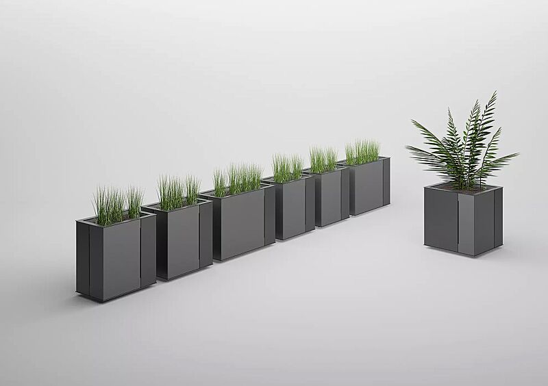 pflanzbehaelter-malageno__shoKAT0039967 Pflanzbehälter MALAGENO, 1000 x 440 mm, 700 x 440 mm und 700 x 700 mm, in DB 703 eisenglimmer und RAL 9007 graualuminium (zweifarbig auf Anfrage)