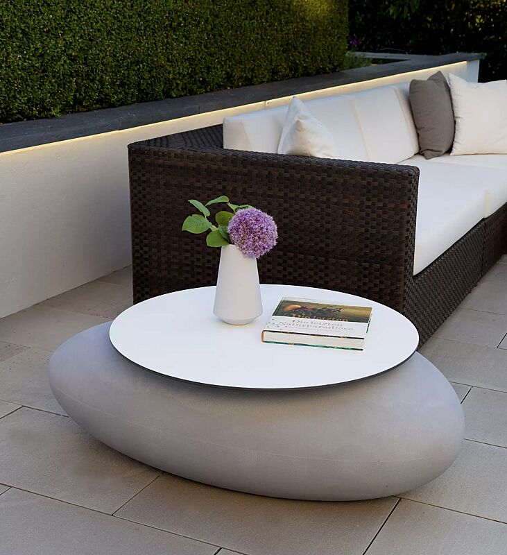 pflanzbehaelter-malur__shoKAT0058621 Pflanzbehälter MALUR, Höhe 390 mm, in granit hell, mit aufgesetzter Tischplatte auf Anfrage