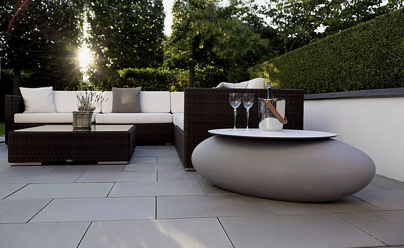 pflanzbehaelter-malur__shoKAT0058622 Pflanzbehälter MALUR, Höhe 390 mm, in granit hell, mit aufgesetzter Tischplatte auf Anfrage