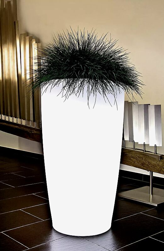 Pflanzbehälter UNA-LIGHT, Höhe 900 mm, transluzent beleuchtet