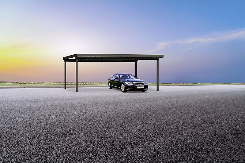 pkw-ueberdachung-z01__shoKAT0072935 Pkw-Überdachung Z01, für 2 Pkw, Dachbreite x Dachtiefe 5290 x 5000 mm, Stahlkonstruktion in RAL 7016 anthrazitgrau