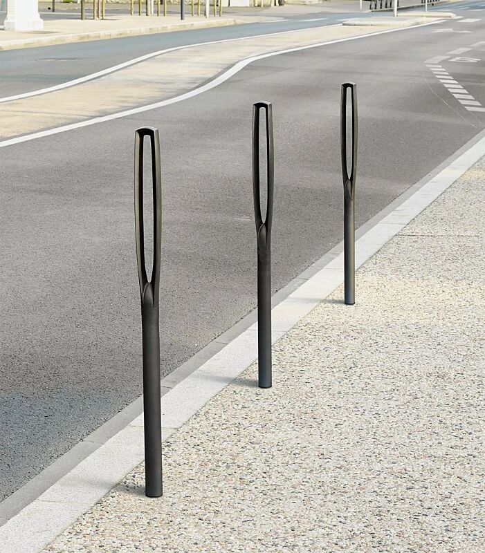 Poller NASTRA zum Einbetonieren, ohne Schließung, in RAL 7016 anthrazitgrau