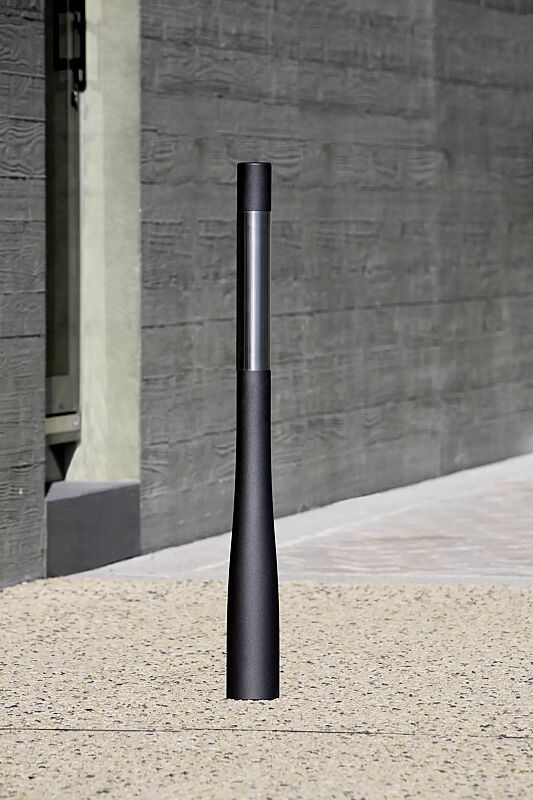 Poller ORAPOST mit Edelstahl-Element, in RAL 7021 schwarzgrau