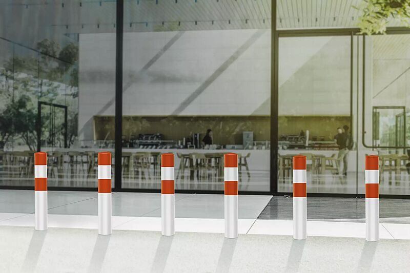 rammschutzpoller-beskyt__shoKAT0060930 Rammschutzpoller BESKYT zum Einbetonieren, Ø 194 mm, rot-weiß kunststoffbeschichtet