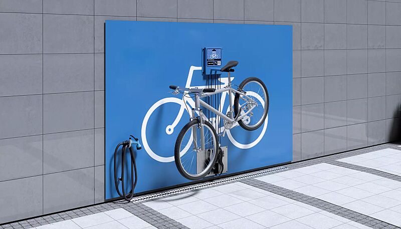 Reinigungsstation ASSIST CLEAN, pulverbeschichtet in RAL 5015 himmelblauReinigungsstation ASSIST CLEAN, thermoplastbeschichtet in RAL 5015 himmelblau