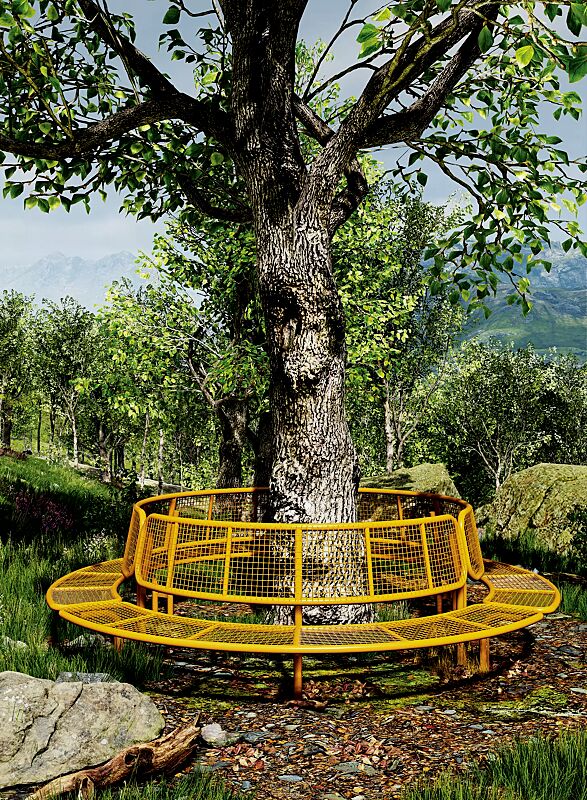 rundbank-asolo__shoKAT0060844 Rundbank ASOLO 360° in RAL 1007 narzissengelb