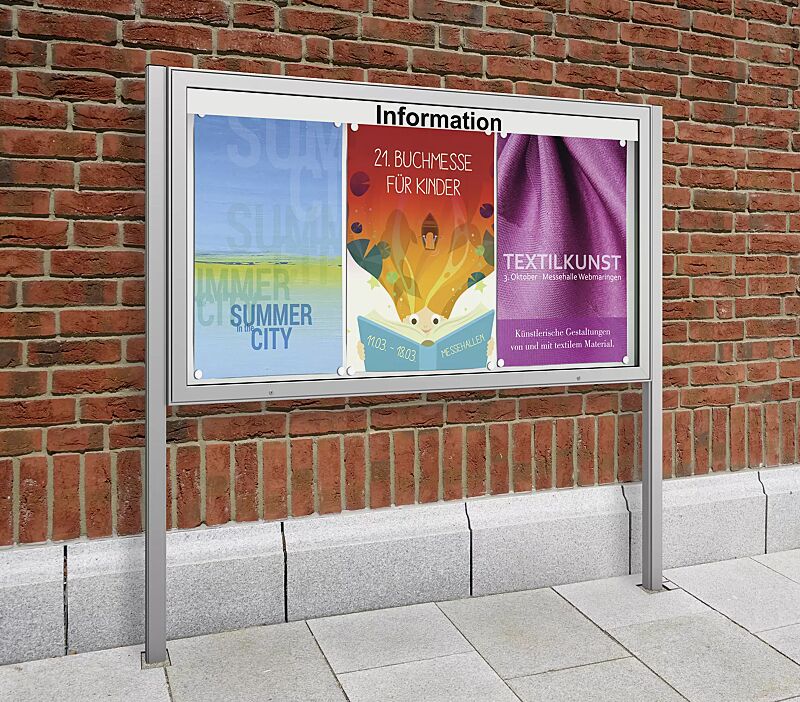 schaukasten-ikaria__shoKAT0074632 Schaukasten IKARIA zum Einbetonieren, für 27 x DIN A4, Alu silber