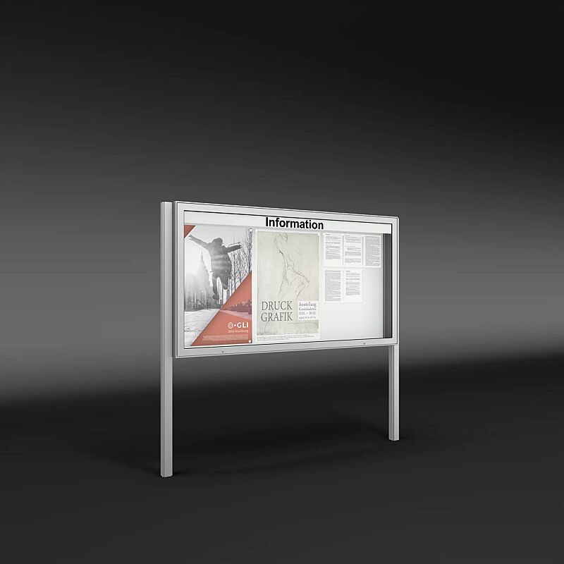 schaukasten-patras__shoKAT0074425 Schaukasten PATRAS zum Einbetonieren, Bautiefe 210 mm, für 27 x DIN A4, mit Beschriftung (Zubehör), Alu silber