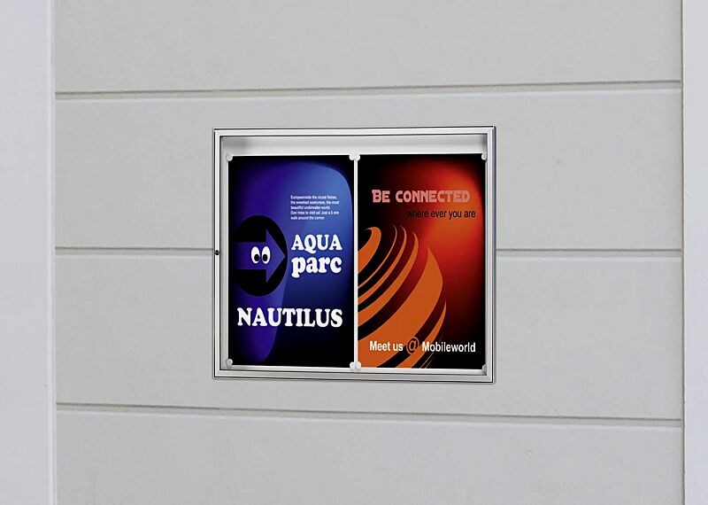 Schaukasten TESSALIA, Querformat, Alu silber