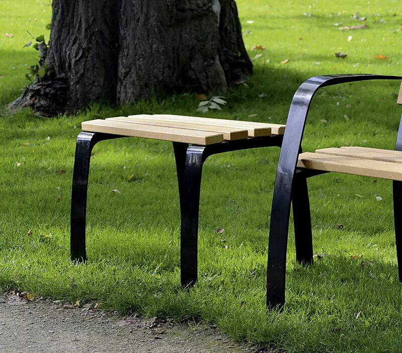 Seniorensitz CASERTA und Seniorenbank CASERTA mit Rückenlehne und Armlehnen, mit Hartholzbelattung, unbehandelt