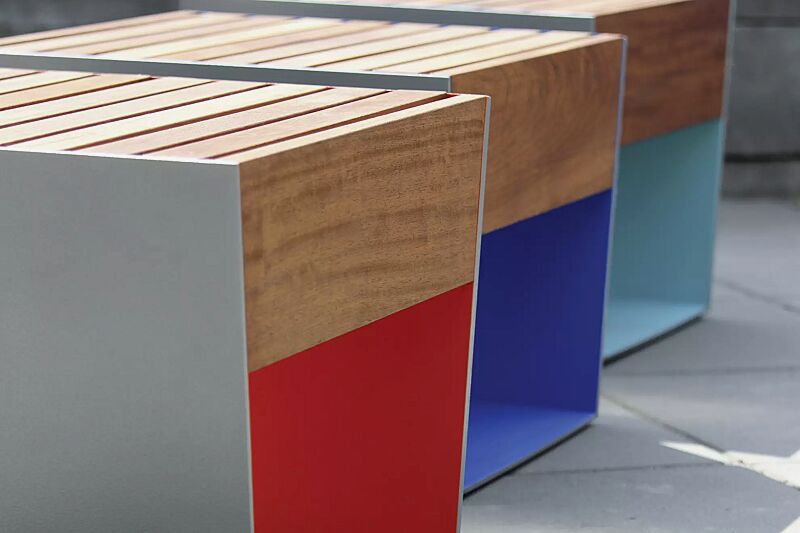 sitz-blocq__shoKAT0050610 Sitz BLOCQ mit Jatobaholzbelattung, Stahlteile in bicolor