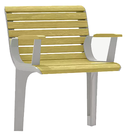 <div id="container" class="container">Senioren-Sitz EMAU SOLO mit Rückenlehne und Armlehnen, mit Robinienholzbelattung</div>