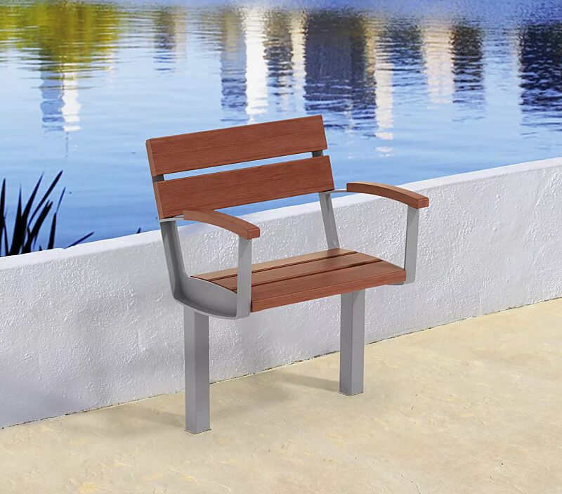 Senioren-Sitz INTERVERA mit Jatobaholzbelattung, Stahlteile in RAL 9007 graualuminium