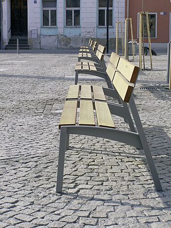 Sitz VERA mit Rückenlehne, mit Robinienholzbelattung, Stahlteile in DB 703 eisenglimmer