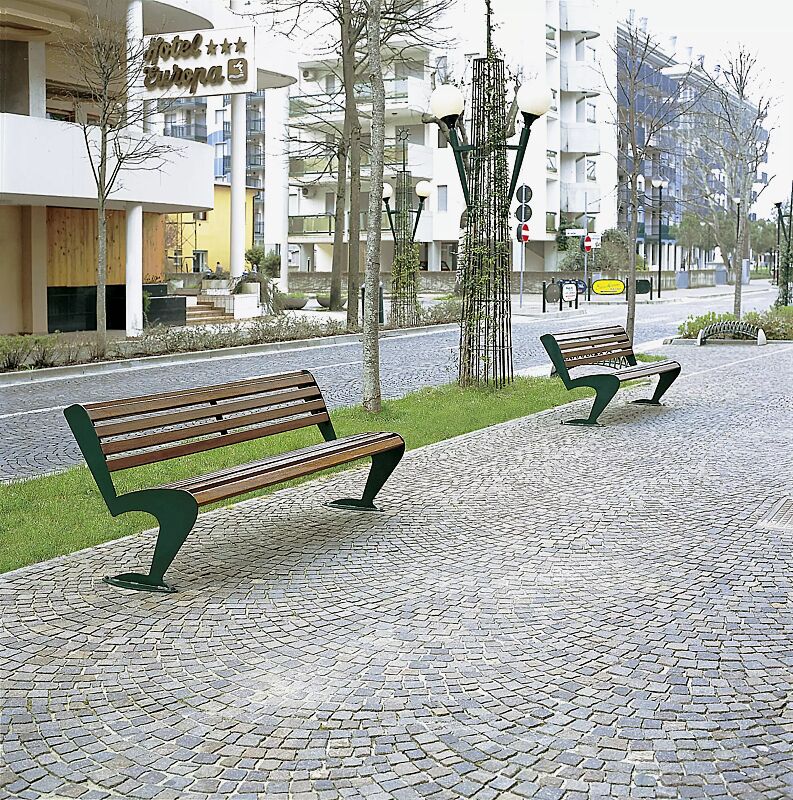 sitzbank-albatros__shoKAT0051231 Sitzbank ALBATROS mit Rückenlehne, mit Hartholzbelattung, Stahlteile in RAL 6005 moosgrün