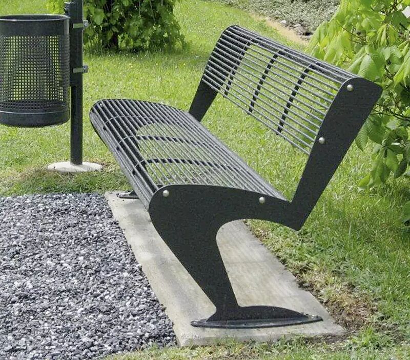 Sitzbank ALBATROS mit Rückenlehne, in RAL 7016 anthrazitgrau