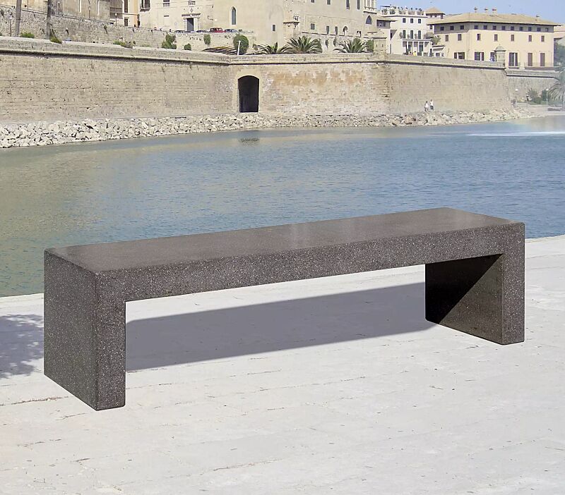 Sitzbank ANDROMEDA, rekonstituierter Naturstein (poliert) mit transparenter Beschichtung in schwarz - 20P