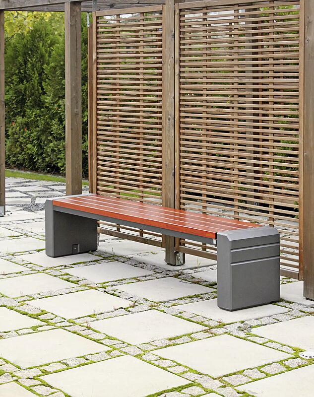 sitzbank-brno__shoKAT0069199 Sitzbank BRNO ohne Rückenlehne, Stahlteile in RAL 7021 schwarzgrau, Beton beschichtet in hellem graphit