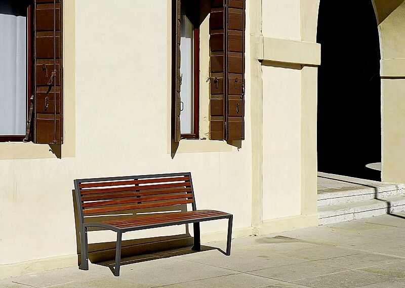 sitzbank-camilla__shoKAT0019504 Sitzbank CAMILLA mit Hartholzbelattung, mit Rückenlehne, Stahlteile in RAL 7016 anthrazitgrau