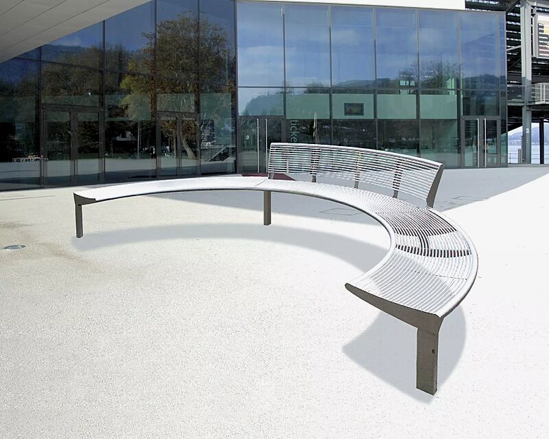 sitzbank-carpi__shoKAT0008830 Sitzbank-Kombination CARPI, bestehend aus 2 Stück ohne Rückenlehne, 1 Stück mit Rückenlehne, gebogen, Bankform Innenradius