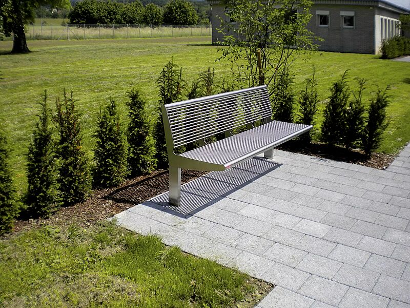 Sitzbank CARPI mit Rückenlehne, Breite 1800 mm, gerade Ausführung