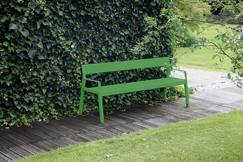 sitzbank-casteo__shoKAT0057915 Sitzbank CASTEO mit Rückenlehne und Armlehnen, in RAL 6029 minzgrün