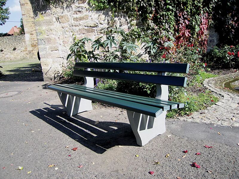 sitzbank-catania__shoKAT0002846 Sitzbank CATANIA, mit Recycling-Kunststoffbelattung, in grün ähnlich RAL 6005