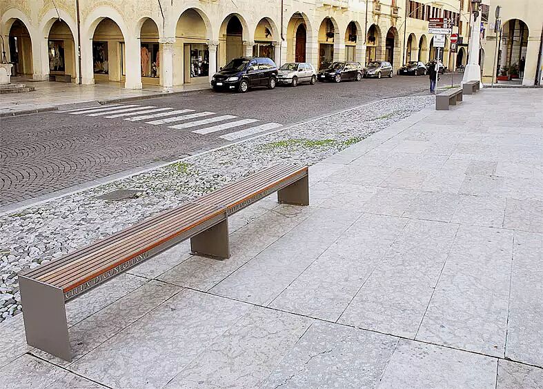 Sitzbank CIMA ohne Rückenlehne (2 Stück), mit Hartholzbelattung, Stahlteile in RAL 7016 anthrazitgrau