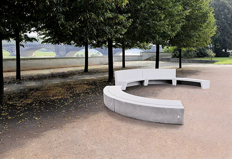 sitzbank-circo__shoKAT0039375 Sitzbank CIRCO bestehend aus 3 Elementen ohne Rückenlehne und 2 Elementen mit Rückenlehne, in Farbe acrylgrau