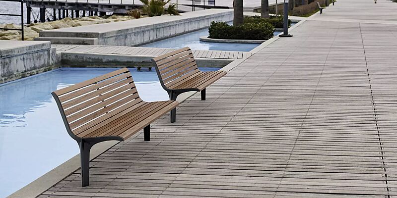 sitzbank-emau-solo__shoKAT0064774 Sitzbank EMAU SOLO mit Rückenlehne, mit Jatobaholzbelattung, Stahlteile in RAL 7016 anthrazitgrau