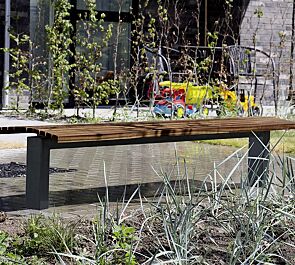 Sitzbank FJORDPARK ohne Rückenlehne, Stahlteile in RAL 7016 anthrazitgrau