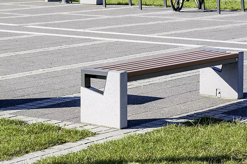 sitzbank-intal__shoKAT0069223 Sitzbank INTAL ohne Rückenlehne, Stahlteile in RAL 9007 graualuminium, Beton sandgestrahlt