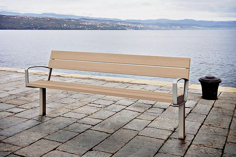 sitzbank-intervera__shoKAT0056068 Sitzbank INTERVERA mit Resysta®-Belattung lasiert in pale golden, Stahlteile in 9007 graualuminium