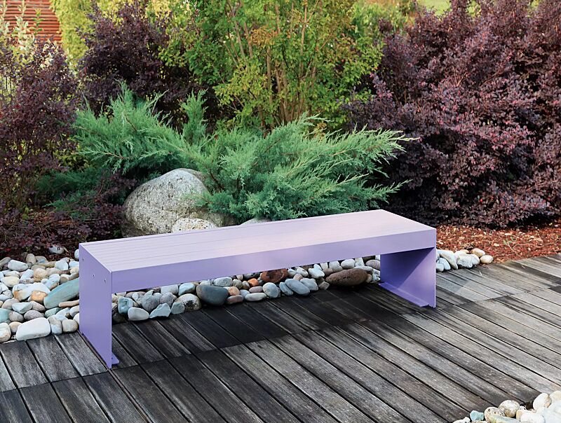 Sitzbank LENI ohne Rückenlehne, in RAL 4005 blaulila