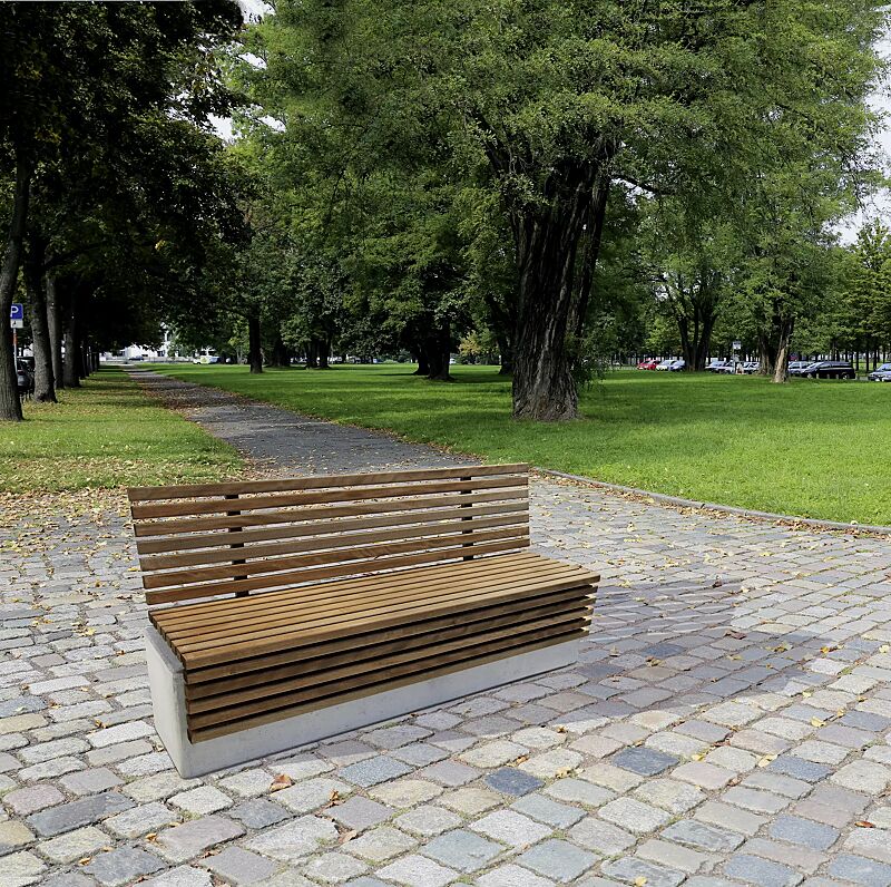 sitzbank-lithos__shoKAT0051274 Sitzbank LITHOS WOOD mit Rückenlehne, mit Jatobaholzbelattung, Beton mit Acrylbeschichtung in hellgrau - 7