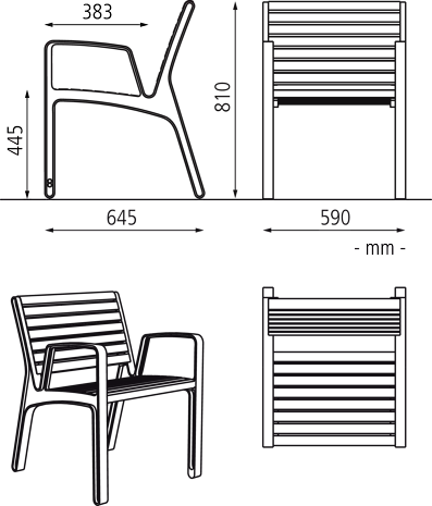 Sitzbank MIELA m. R. + A., 1-Sitzer