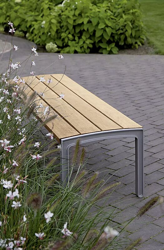 Sitzbank MIELA ohne Rückenlehne, mit Jatobaholzbelattung