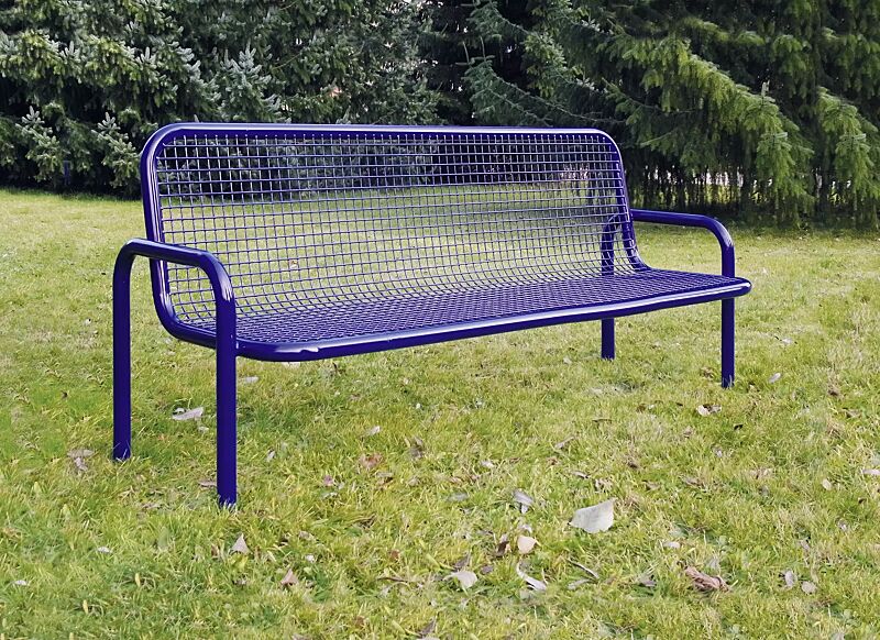 sitzbank-monza__shoKAT0006253 Sitzbank MONZA mit Armlehnen, zum Einbetonieren, 3-Sitzer in RAL 5017 verkehrsblau