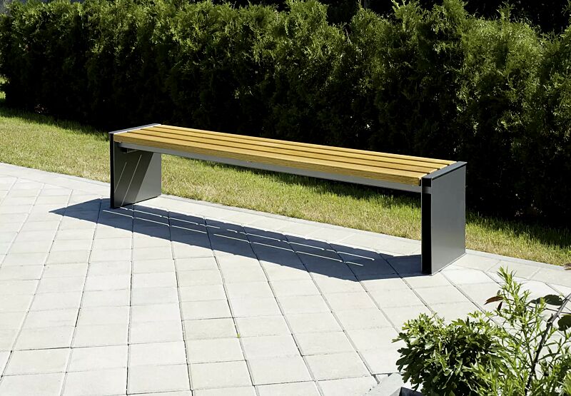 sitzbank-natura__shoKAT0008185 Sitzbank NATURA ohne Rückenlehne, mit Holzbelattung, Stahlteile in RAL 7016 anthrazitgrau