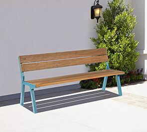 <div id=""container"" class=""container""><div id=""container"" class=""container"">Sitzbank NOALE mit Rückenlehne, mit Hartholzbelattung, Stahlteile in RAL 5021 wasserblau</div></div>