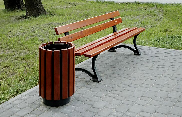 Sitzbank OSLO, Stahlteile in RAL 7021 schwarzgrau