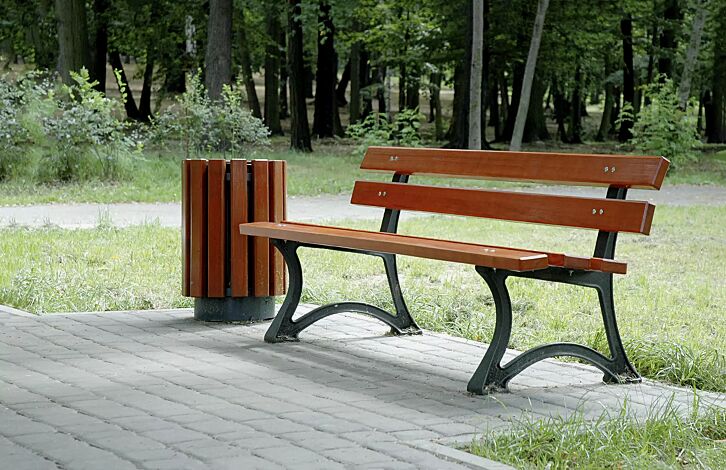 Sitzbank OSLO, Stahlteile in RAL 7021 schwarzgrau