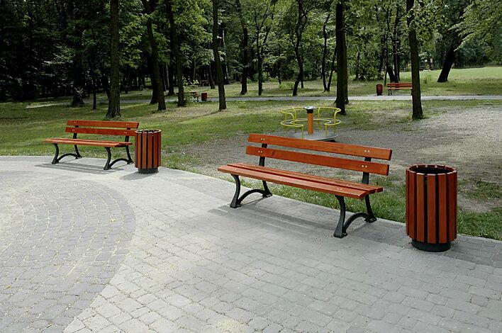 Sitzbank OSLO, Stahlteile in RAL 7021 schwarzgrau