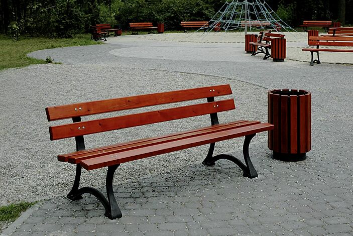 Sitzbank OSLO, Stahlteile in RAL 7021 schwarzgrau