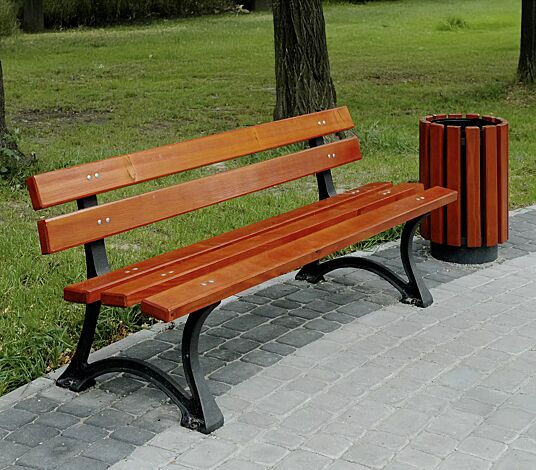 Sitzbank OSLO, Stahlteile in RAL 7021 schwarzgrau