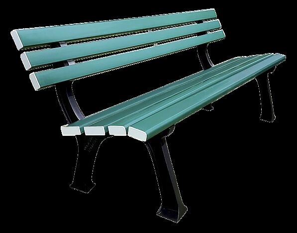Sitzbank PRATO mit PVC-Kunststoffbelattung mit Holzeinlage in grün änlich RAL 6005