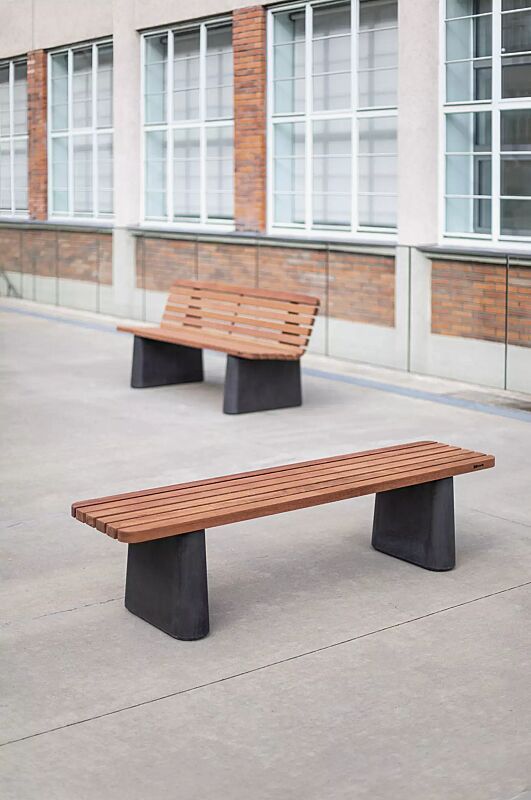 sitzbank-reforma__shoKAT0068710 Sitzbank REFORMA mit und ohne Rückenlehne, gerade, mit Längsbelattung, mit Jatobaholzbelattung, HSC®-Beton in dunkelgrau