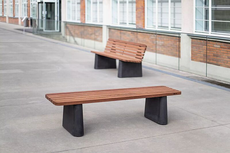 sitzbank-reforma__shoKAT0068965 Sitzbank REFORMA mit und ohne Rückenlehne, gerade, mit Längsbelattung, mit Jatobaholzbelattung, HSC®-Beton in dunkelgrau