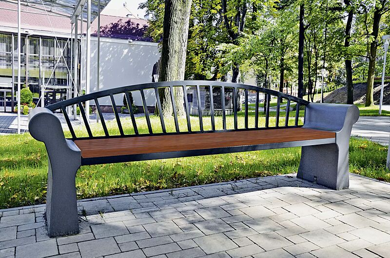 sitzbank-savona__shoKAT0038543 Sitzbank SAVONA mit Rückenlehne, Stahlteile in RAL 7021 schwarzgrau, Beton beschichtet in Farbe graphit